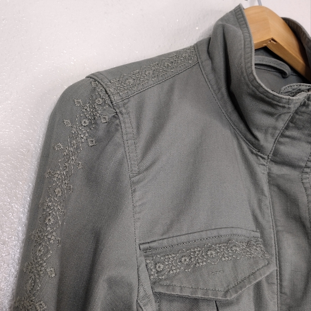 NWOT Talbots Embroidered Full Zipper Snap Button Long Sleeve Utility Jacket - Picture 10 of 16